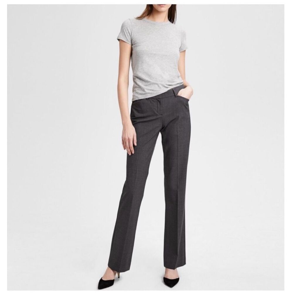Theory Women’s Grey Custom Max 2 Edition Straight Leg Trouser Pant